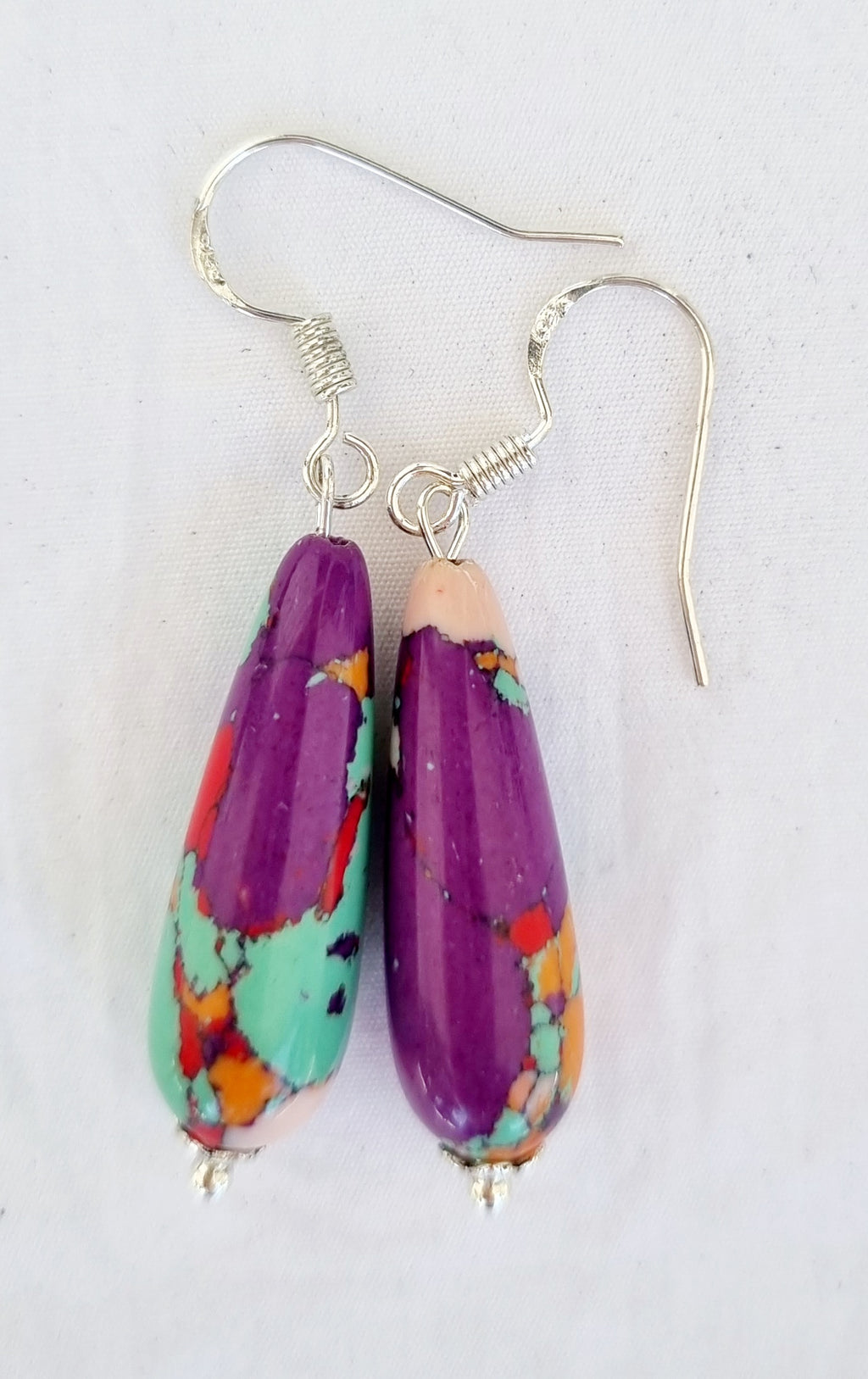 Multi Color Clay Drop Earrings with Silver Hock