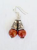 Campfire Agate Crystal Drop Earrings with Silver Hock