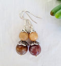 Agate Crystal  Earrings with Silver Hook - Yellow