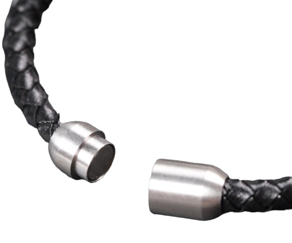 Unisex Leather Bracelet /Trendy Stainless Steel Bracelet