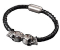 Men Punk Skull Leather Stainless Steel Bracelet