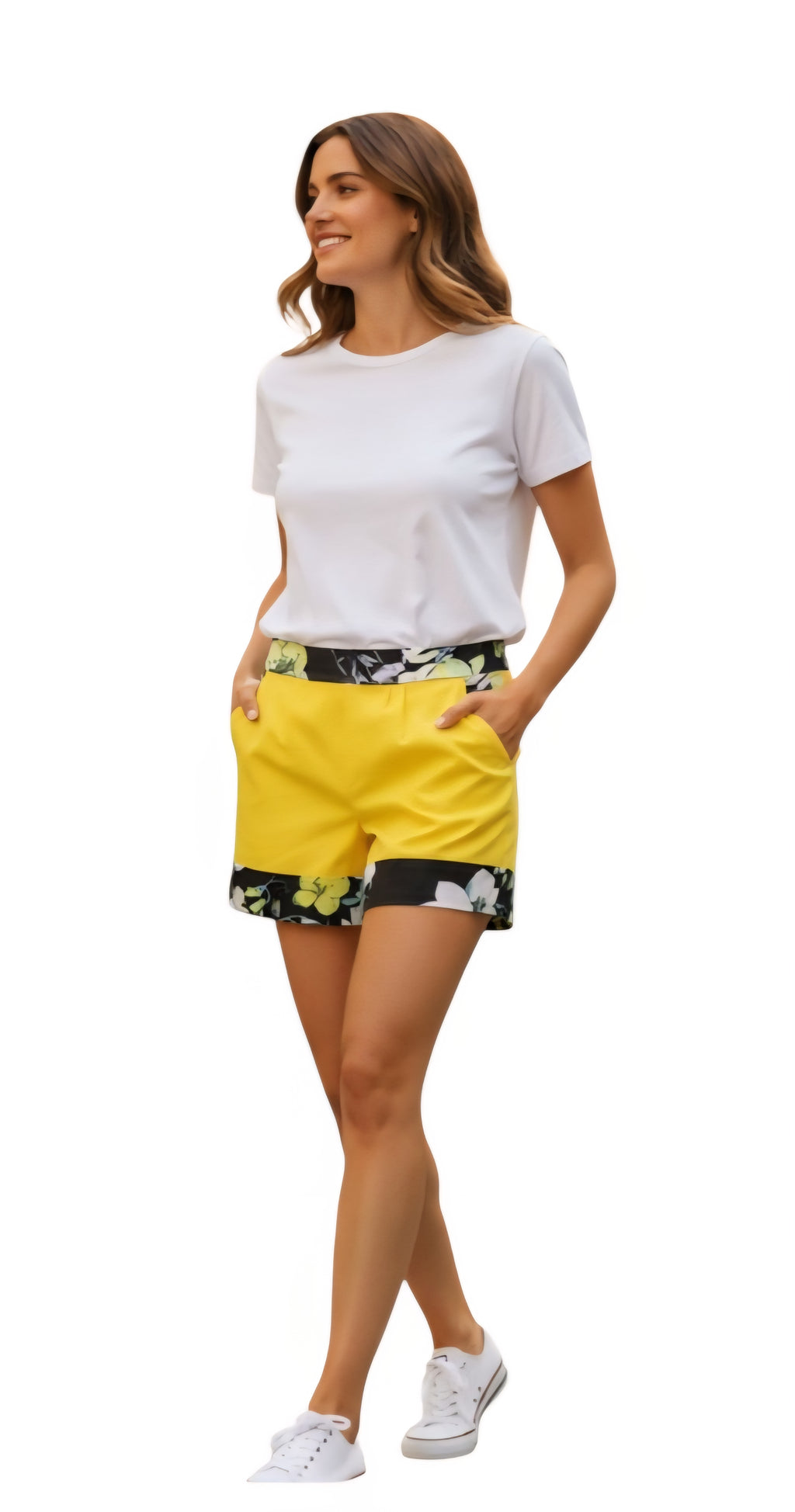 Linen Yellow Floral Short