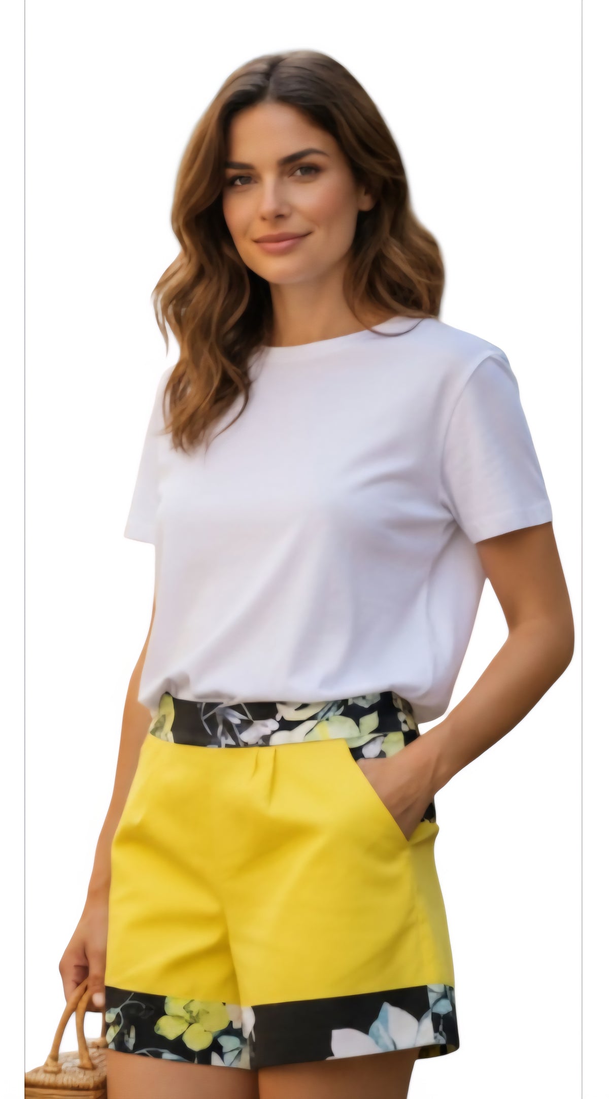Linen Yellow Floral Short